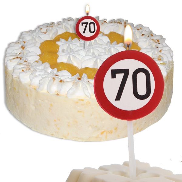 Mini Kerze Zahl 70 als Tortendeko für 70. Geburtstag, 2,2cm , 1 Stück