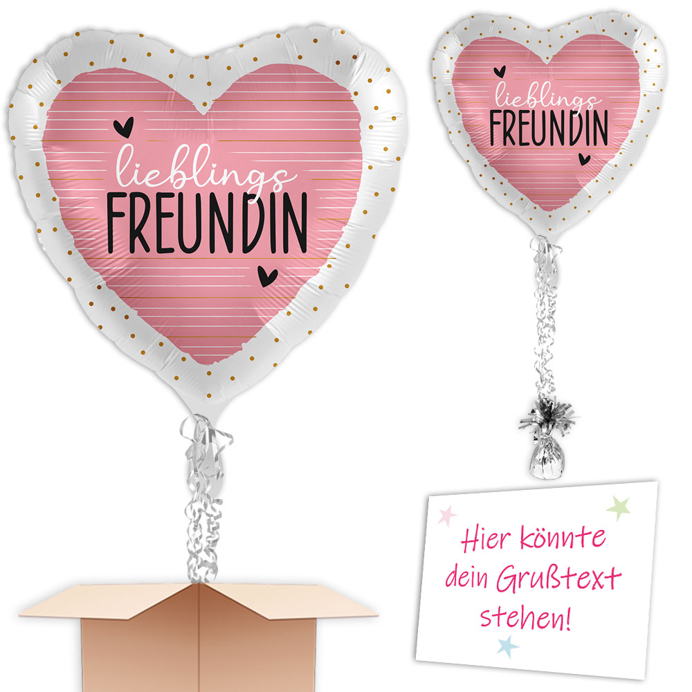 "Lieblingsfreundin", Herzballon im Geschenkpaket Termin u. Wunschadresse
