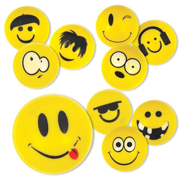 Flummi als Emoji, 1 Flummiball mit Emoji- / Smiley- Gesicht, Gummiball