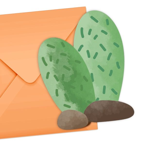 "Kaktus" Einladungskarten, 6er Pack mit Umschlägen
