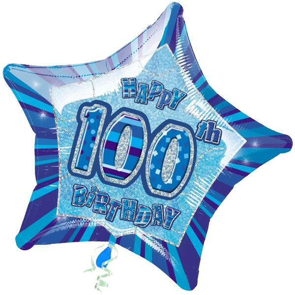 Folienballon sternförmig +Zahl 100, blau, 45cm, als Heliumballon Folienballon sternförmig +Zahl 100, blau, 45cm, als Heliumballon
