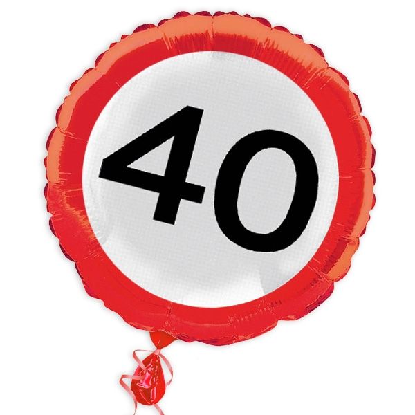 40th Birthday Traffic Sign Foil Balloon - 46 cm