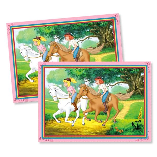 Bibi und Tina Platzset mit ihren Pferden Amadeus & Sabrina, 6er Set
