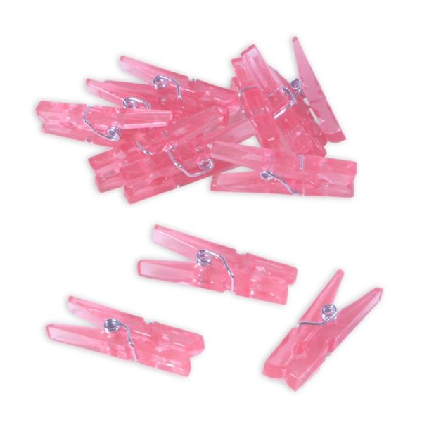 12 Mini Wäscheklammern, rosa-Streudeko