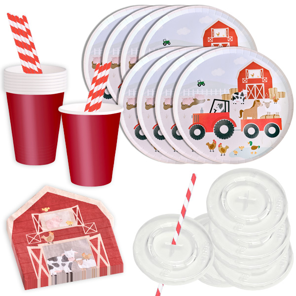 Bauernhof Basic Tischdeko-Set, 50-teilig für 8 Kinder