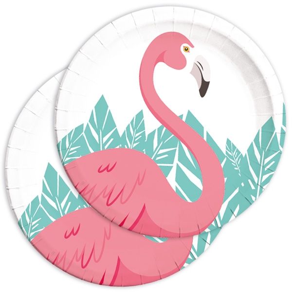 Flamingo Partyteller, Einwegteller aus Pappe im 8er Pack, 22,5cm