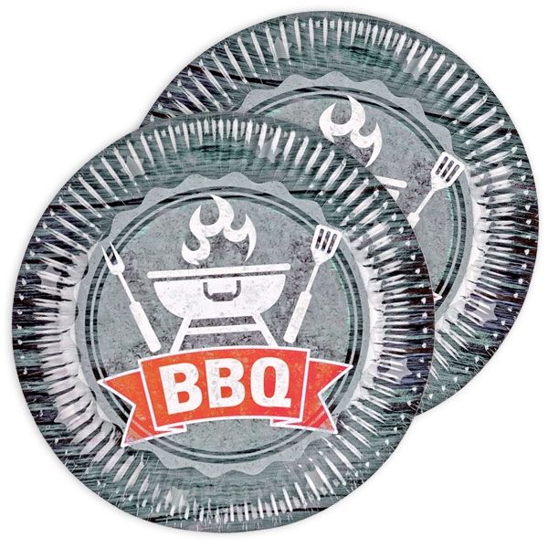 BBQ Partyteller, Einwegteller für Ihre Grillparty aus Pappe, 8er Pack, 23cm