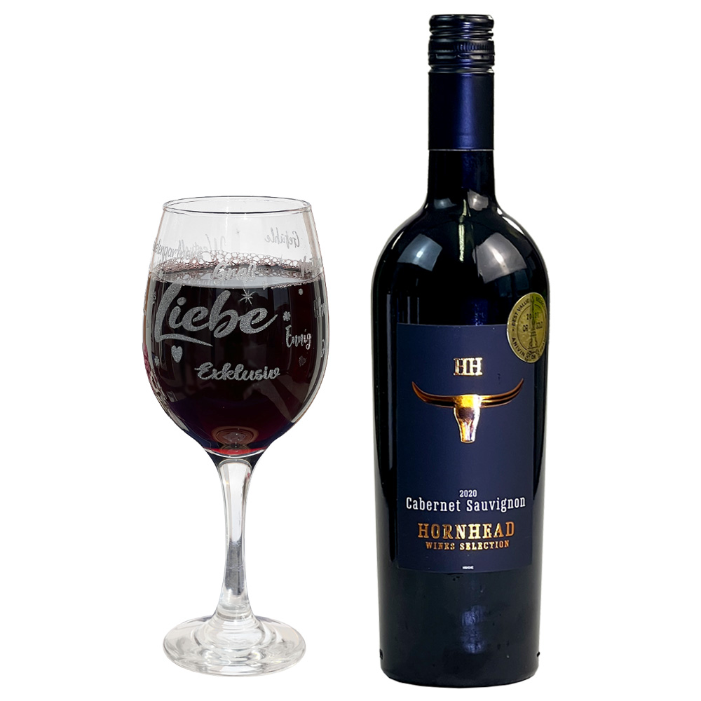 Rotwein Geschenkset "Liebe" mit graviertem Weinglas