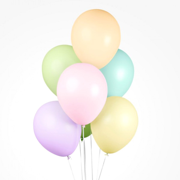 Luftballons in gemischten Pastellfarben, 10 Stk., 30cm