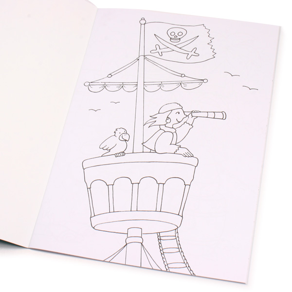 Piraten-Malbuch mit 32 Seiten, große Ausmalbilder