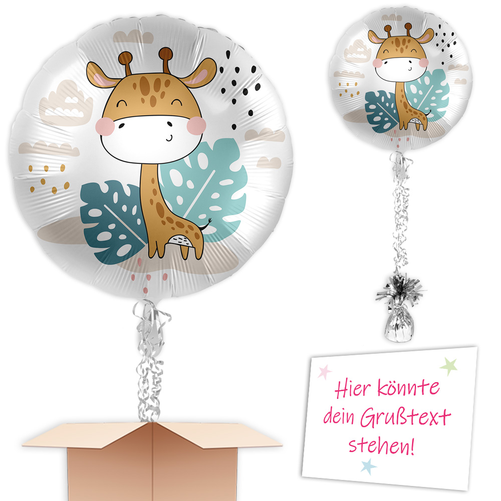 Folienballon Süße Giraffe als Ballongeschenk, Ø 34cm