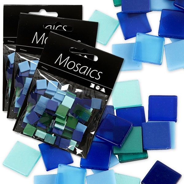 Großpackung Mosaiksteine, 3 Päckchen, Blautöne Harmony, 75g, Resin, 10mm x 10mm