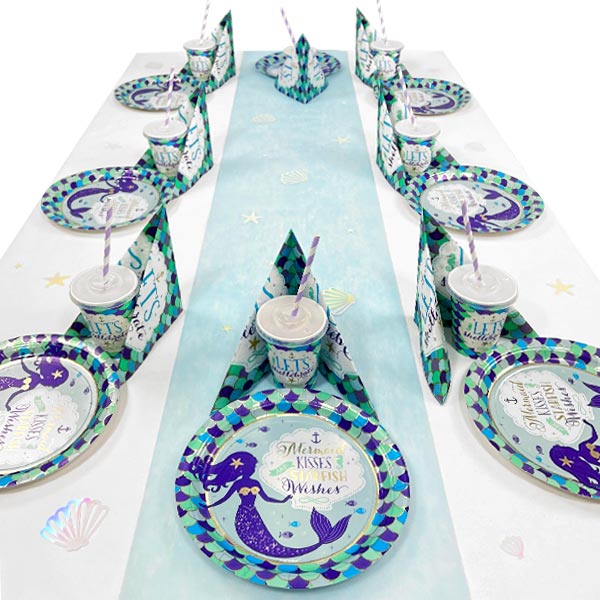 Meerjungfrau Tischdeko Set bis 16 Gäste, 104-teilig