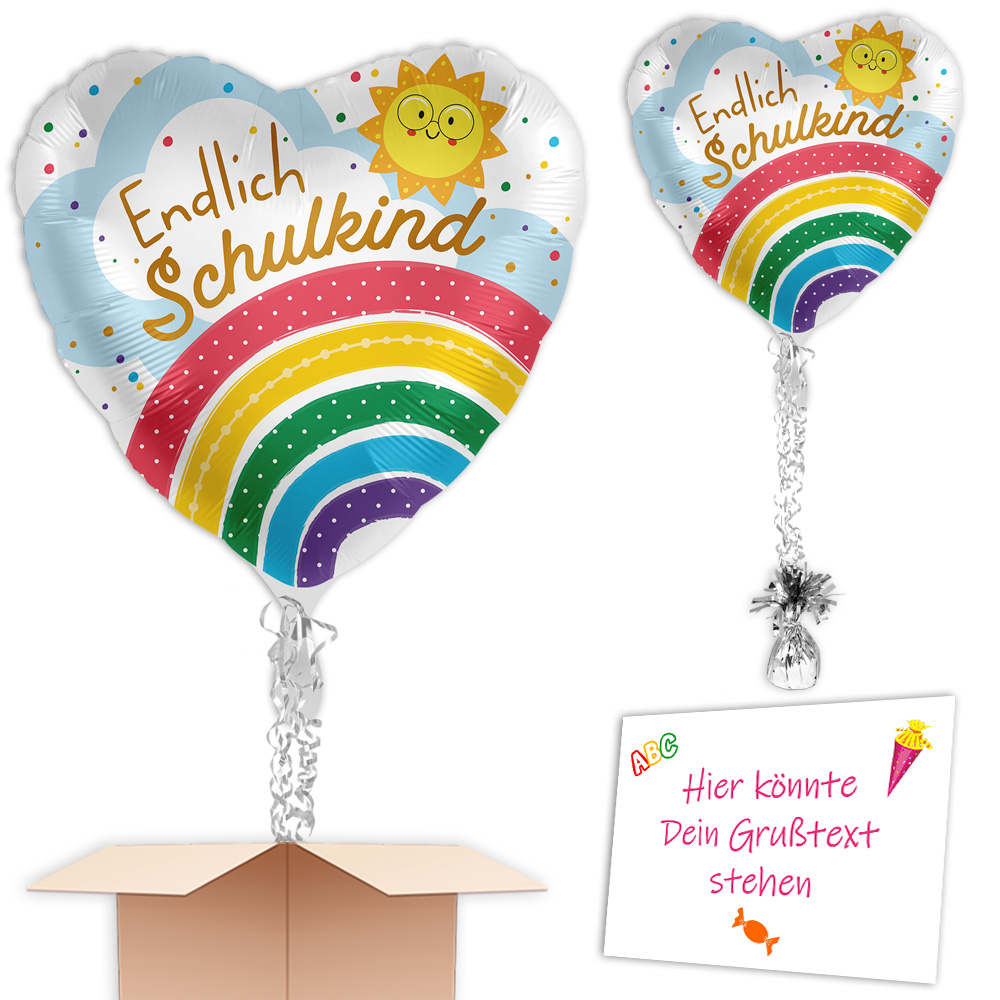 1. Klasse Schulkind – Heliumballon Einschulung, auch mit Süßigkeiten
