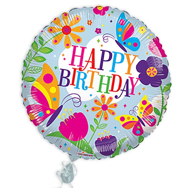 Schmetterling Ballon "Happy Birthday" flattert aus dem Paket