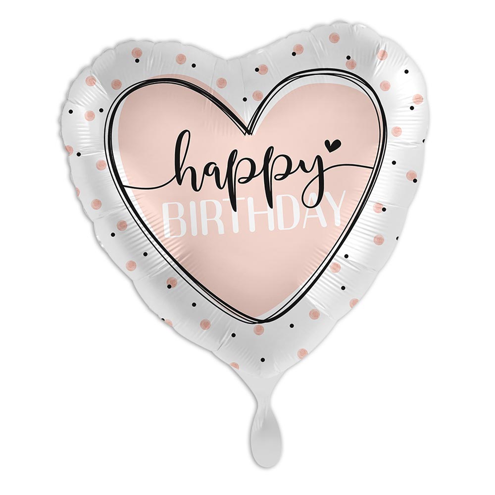 Ballongruß Pastell Herz "Happy Birthday", mit Heliumfüllung