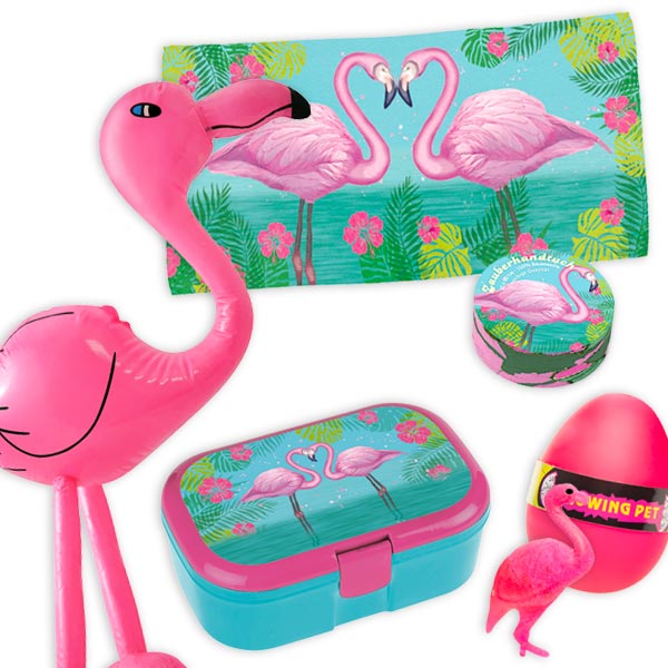 Geschenkset Flamingo, für 1 Kind, 4-tlg Mitgebsel Kindergeburtstag