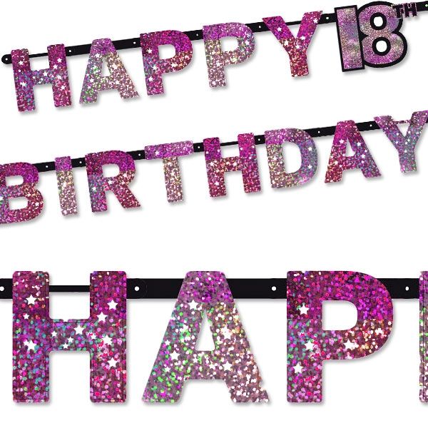 BuchstabenketteHappy Birthday Zahl 18, pink, 2,13m