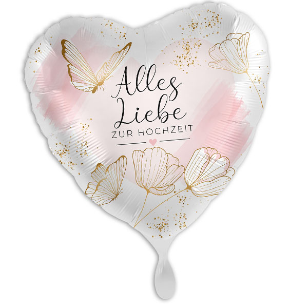 "Alles Liebe zur Hochzeit", Herzförmiger Folienballon, 35cm x 33cm