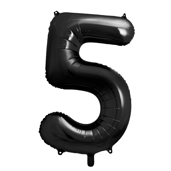 XXL Zahlenballon, Ziffer 5 in schwarz, 86cm hoch