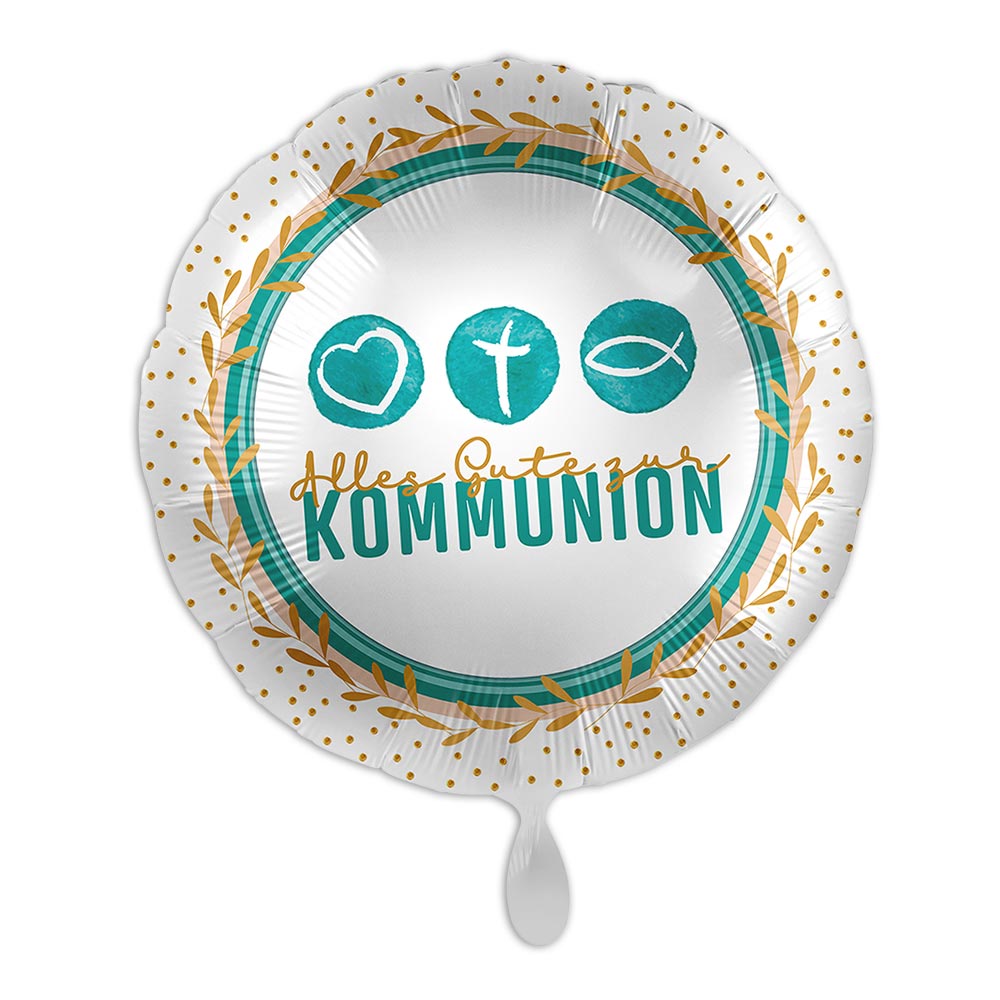 "Kommunion", Motiv Symbole, Heliumballon rund Ø 34 cm