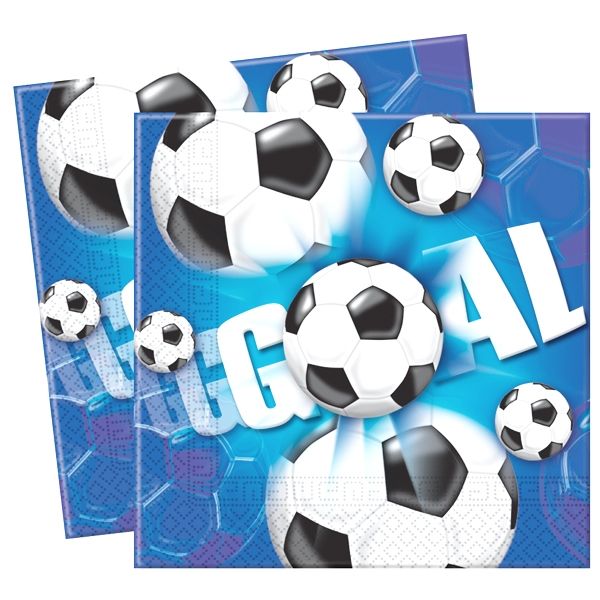 Fußballservietten 20 Stück, 33 cm, Aufdruck "Goal", für Fußballpartys