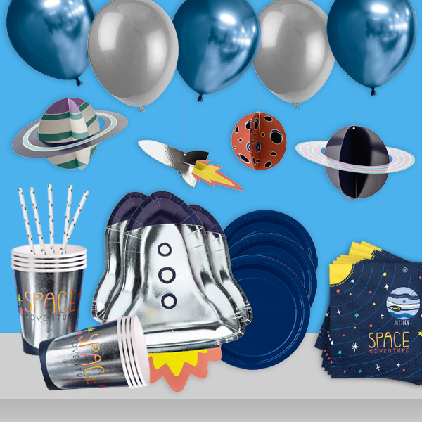 Spaciges Weltraum Partyset, Tisch- und Raumdeko für Astronauten-Partys, 76-teilig