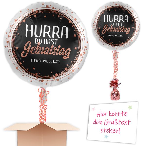 "Hurra du hast Geburtstag" Ballongeschenk im Karton, Ø 34cm