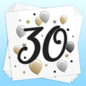 Servietten '30. Geburtstag' – 20er Pack, Bunt, 33 X 33 Cm