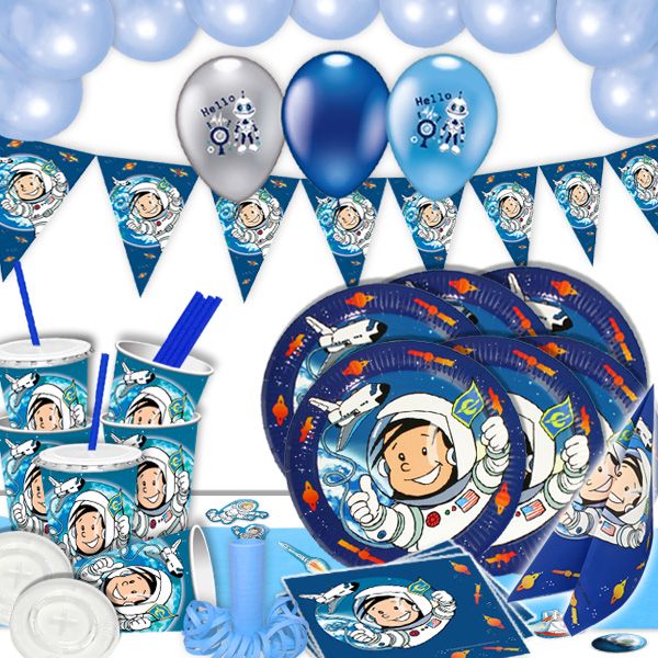 Weltraum Geburtstagsdeko-Set – Inkl. Banner, Ballons, Sonnensystem Wirbel & Cupcake-Topper