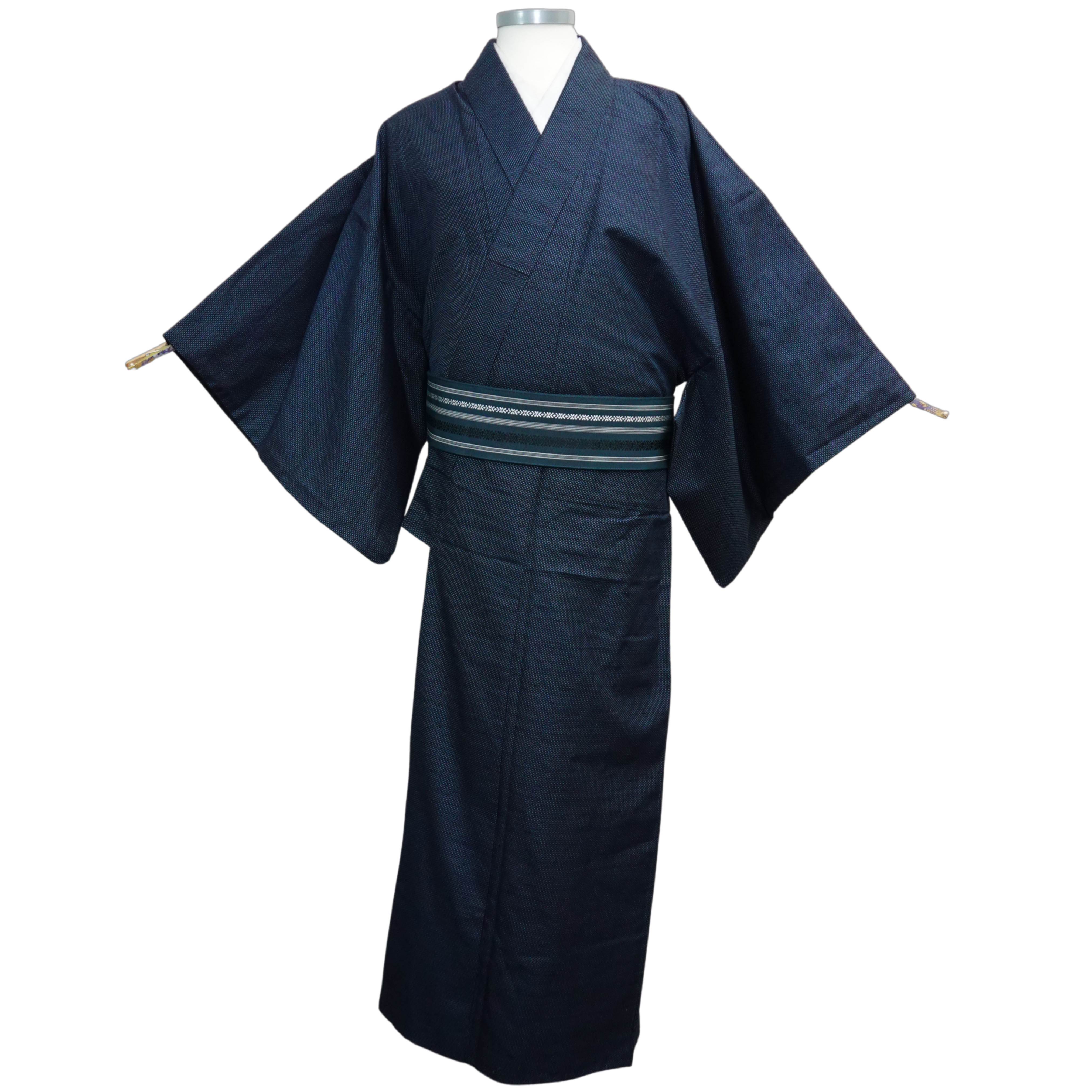 Japanisch Traditionell Herren Nicht Gefüttert Sommer Kimono Seide Stoff Blk 