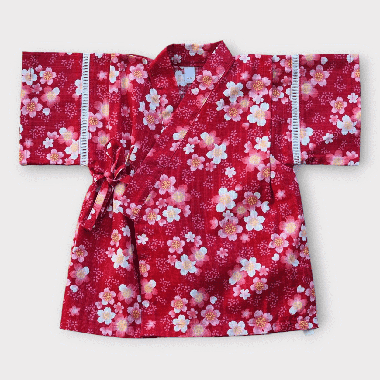Roter Jinbei mit Kirschblüten Gr. 80 