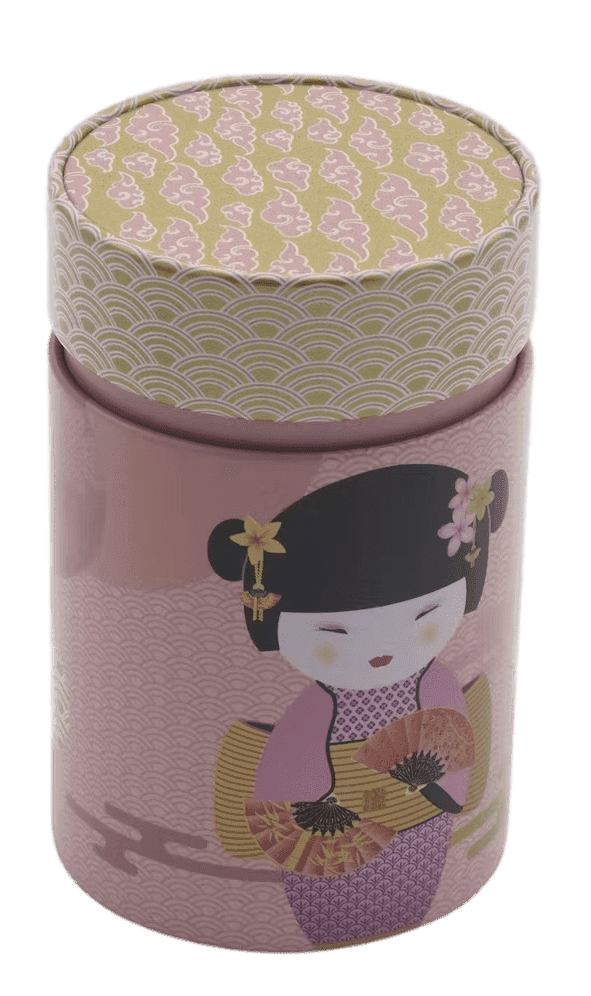 rosa Teedose mit Geisha