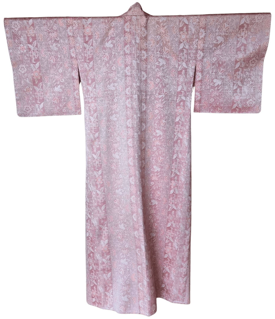 Vintage Komon Damen Kimono rosa geblühmt