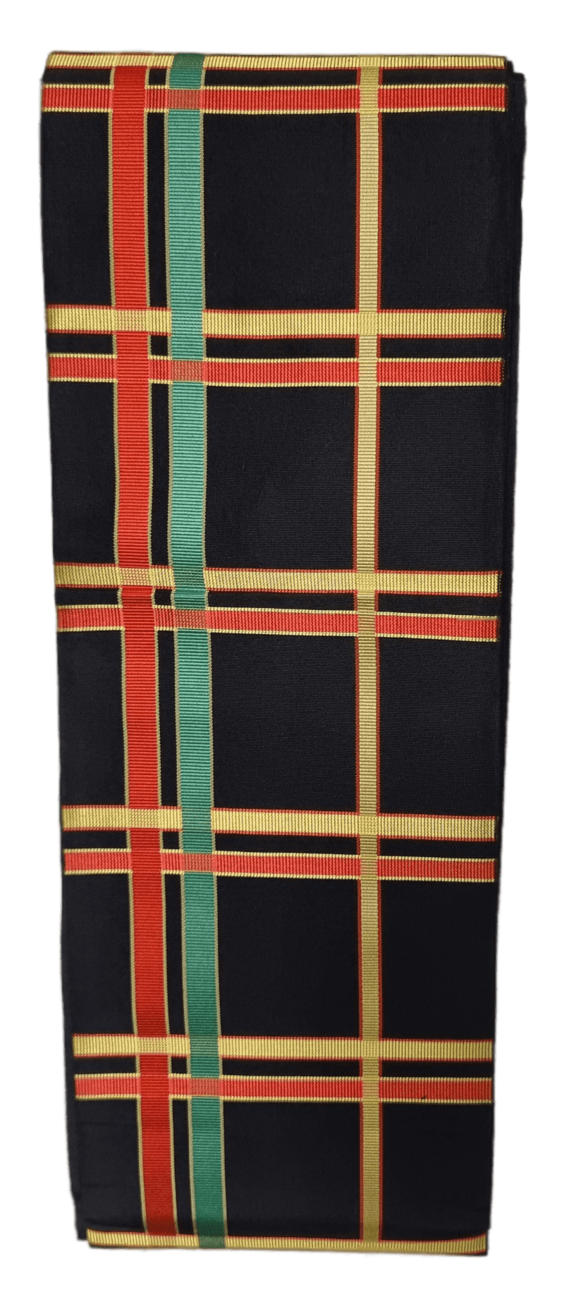 Vintage Hanhaba Obi Schwarz mit mehrfarbigen Streifen