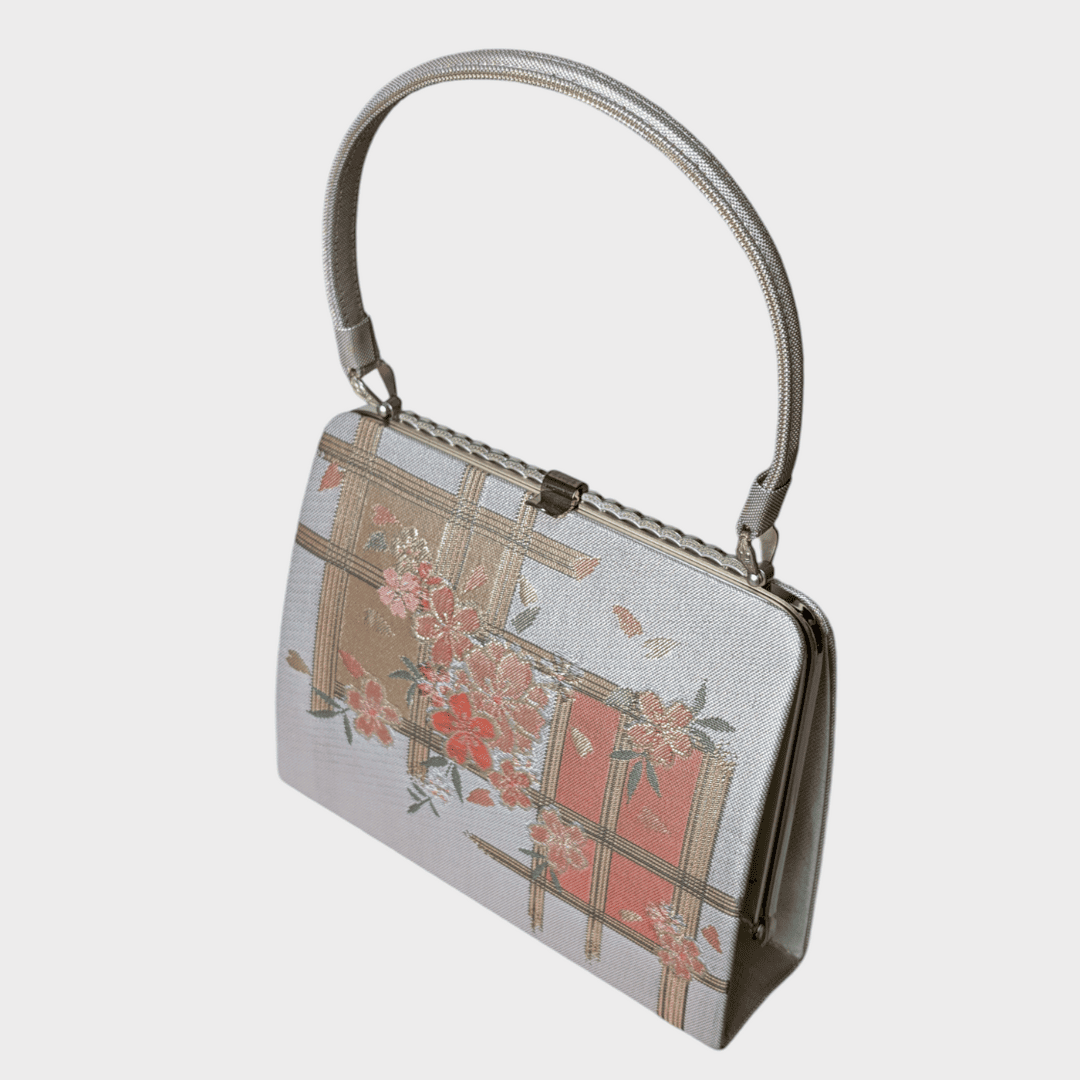 japanische Vintage Handtasche Gold Blumen