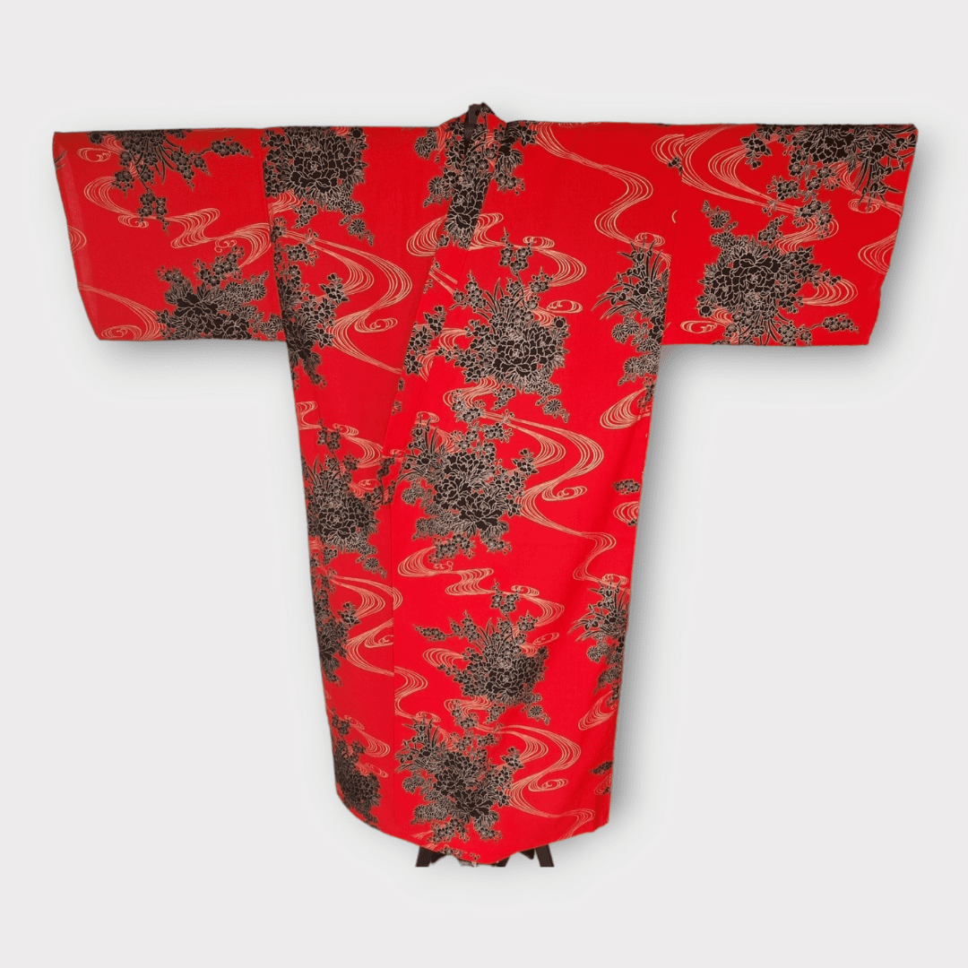 Plus Size Yukata Damen Kawa Rot inkl. Obi