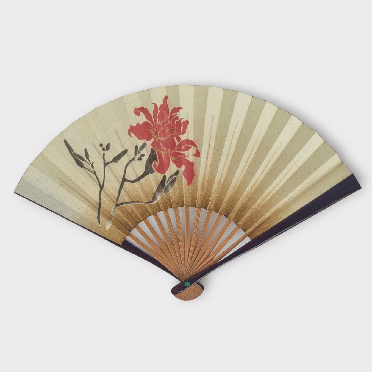 Vintage Sensu japanischer Handfächer rote Blüte