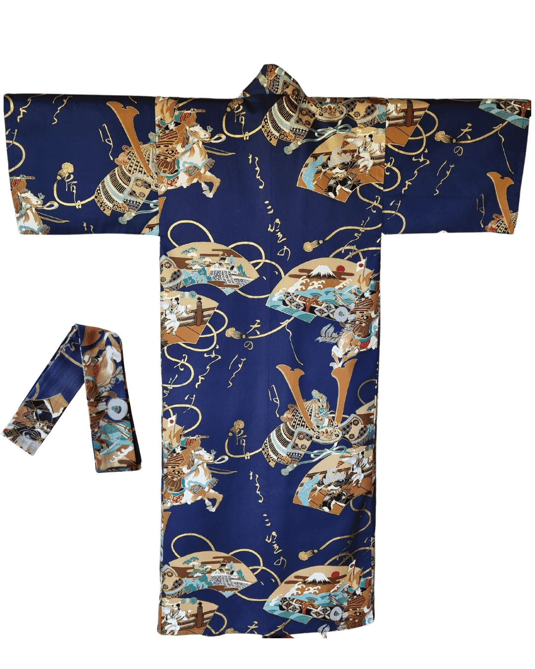 Kinder Yukata Kimono Samurai blau