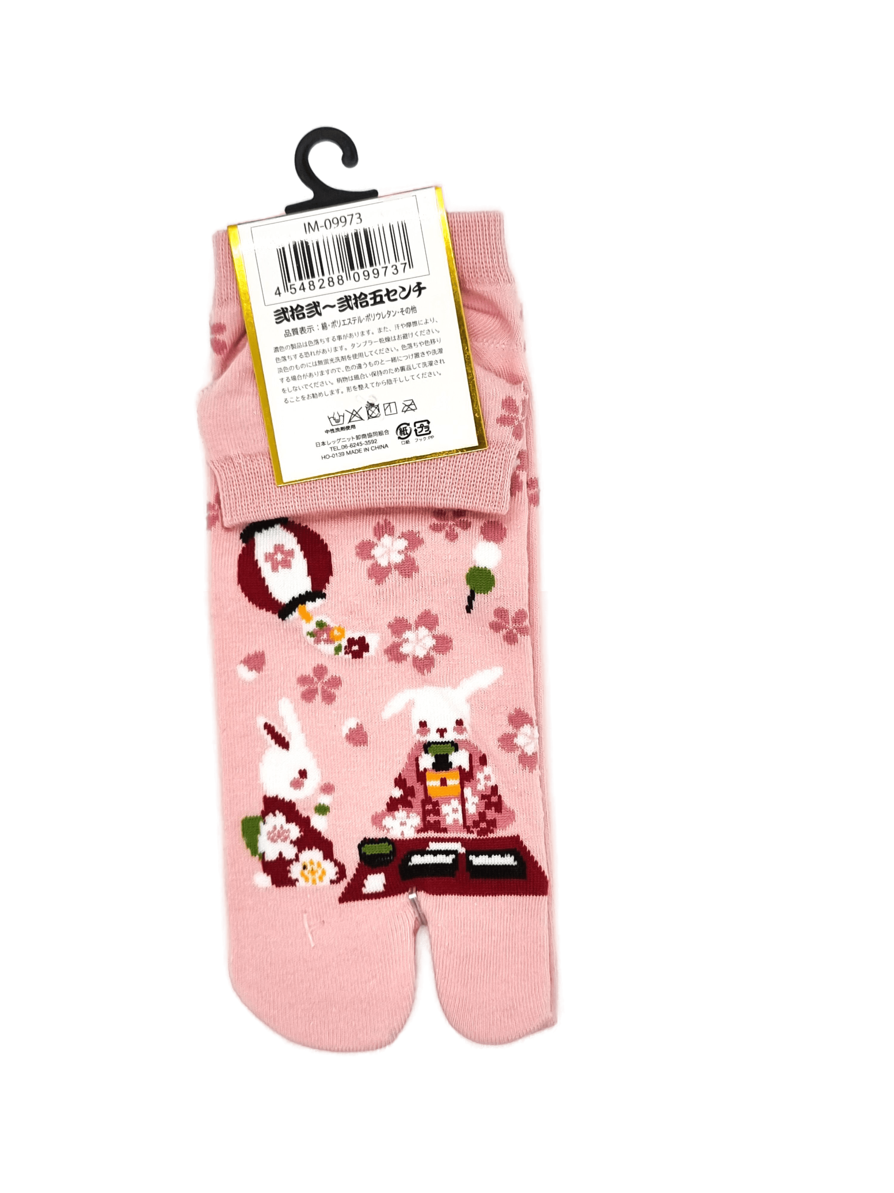 Linke Tabi Socke in rosa Hasen Hanami