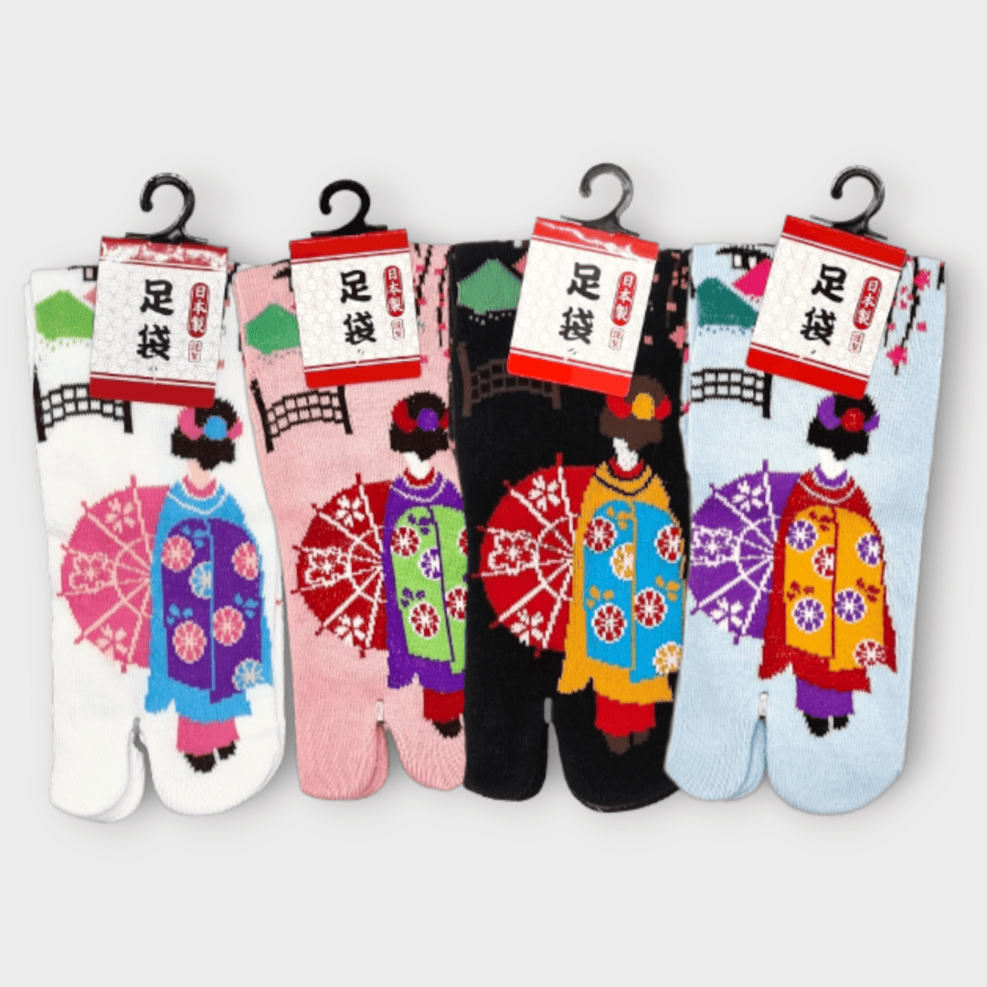 japanische Tabi Socken Zehensocken Geisha weiß