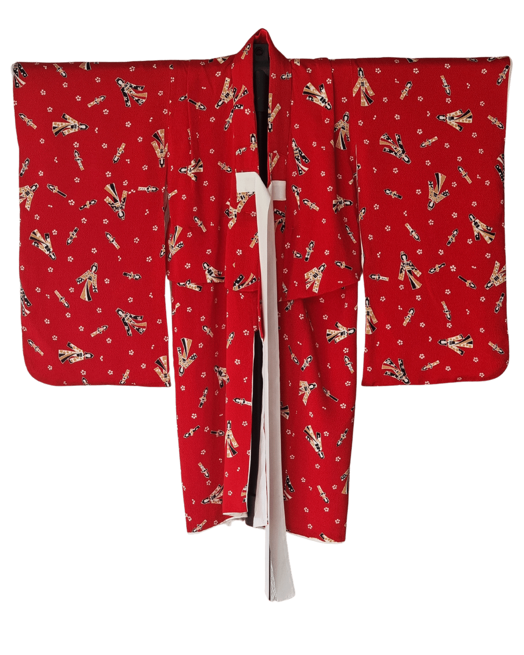 Vintage Furisode Kimono Kinder Set rot Puppen 104/110/116