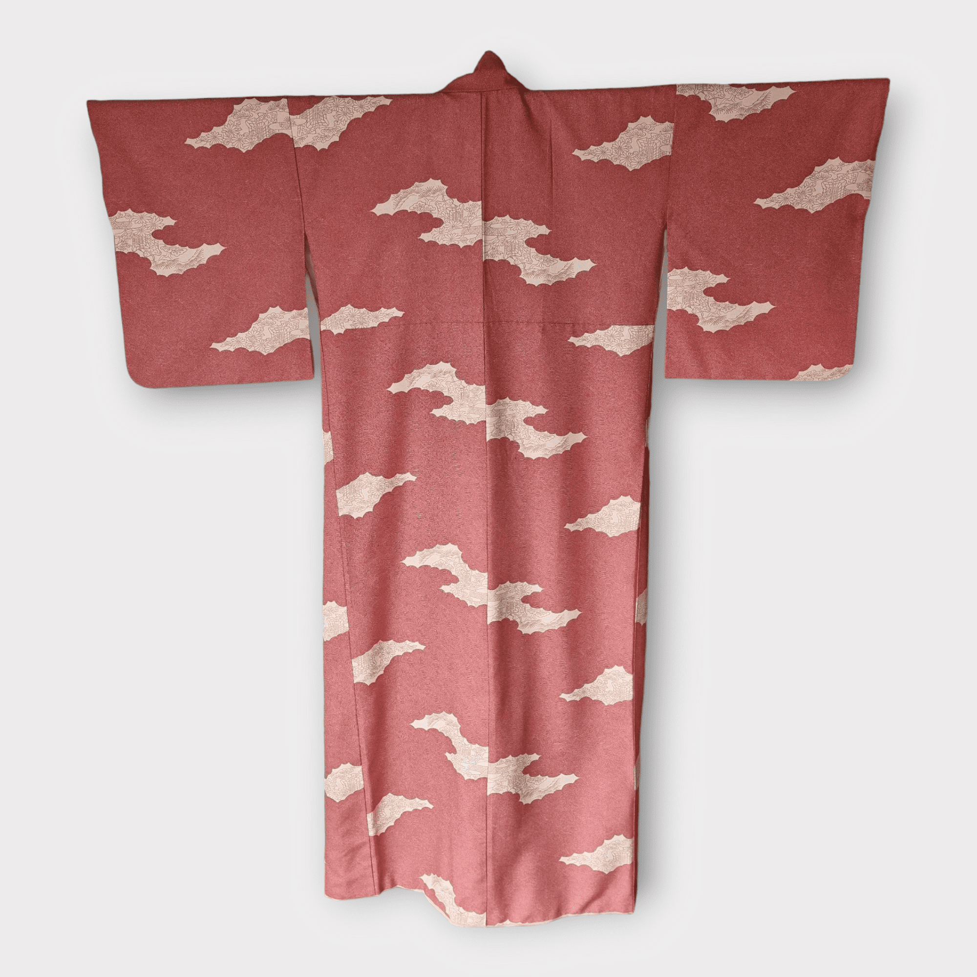 Vintage EDO Same Komon Damen Kimono Rot
