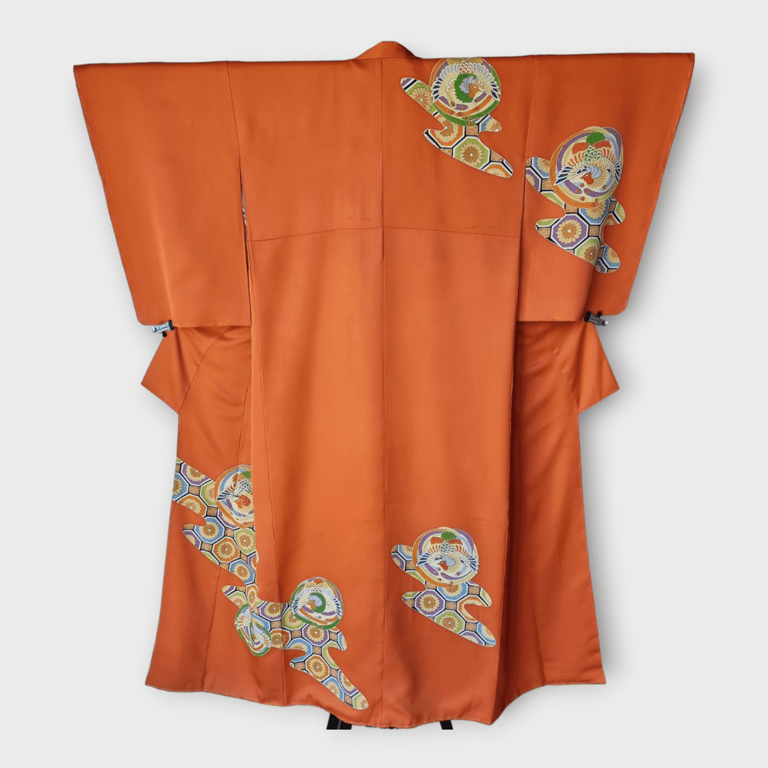 Vintage Houmongi-Tsukesage Kimono Damen Phoenix