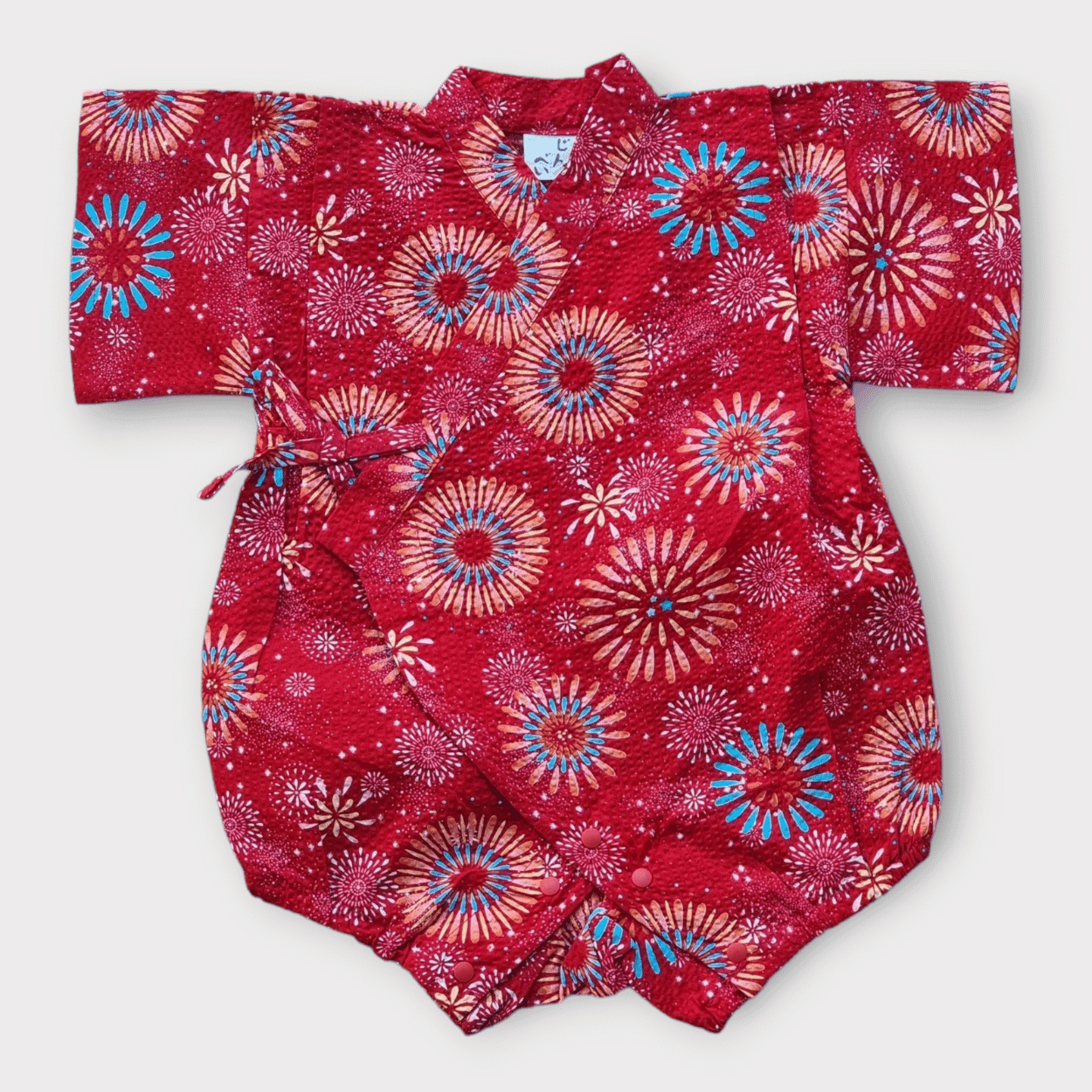 Baby Kimono Babystrampler Rot Feuerwerk Gr. 68 bis 80