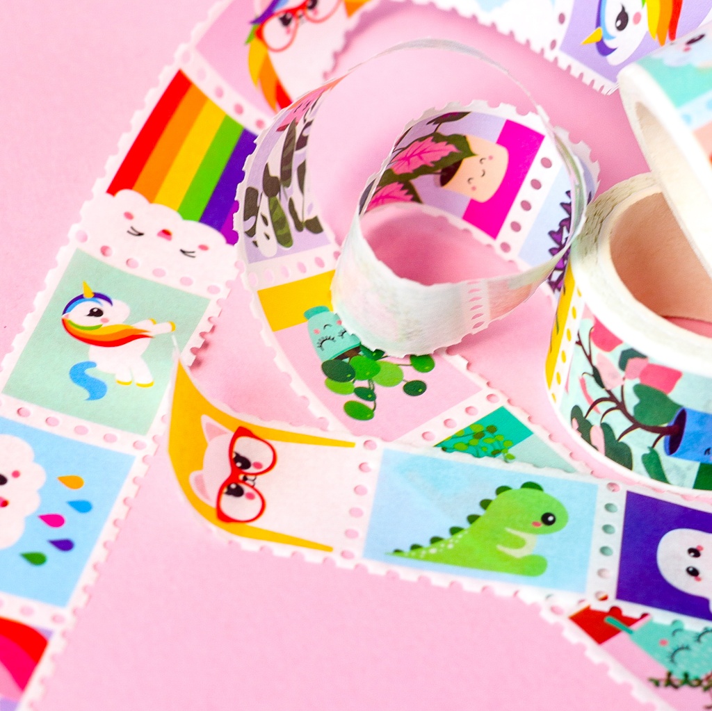 Washi Tape Briefmarken Regenbogen