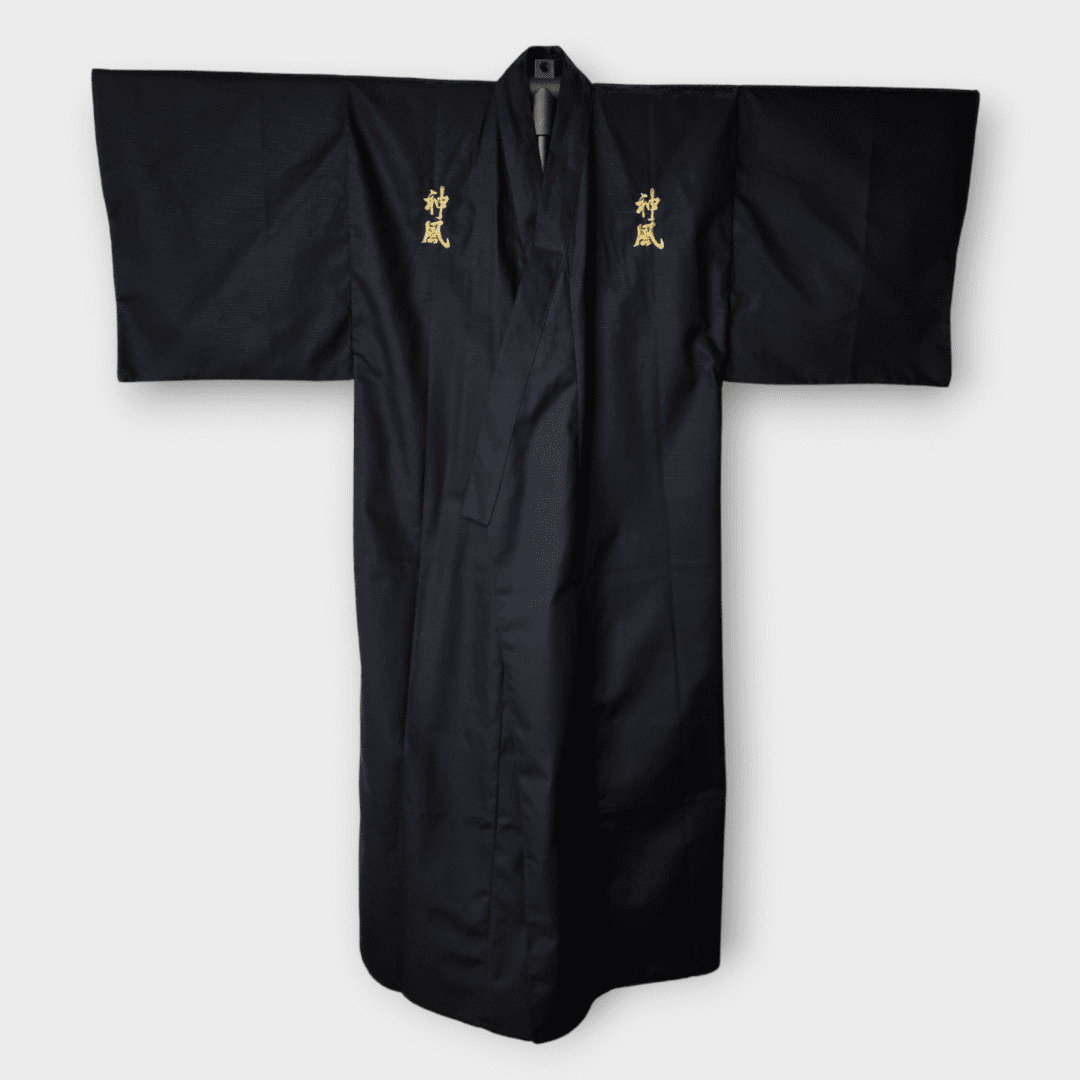 Kimono Herren schwarz Kamikaze Kanji inkl. Obi