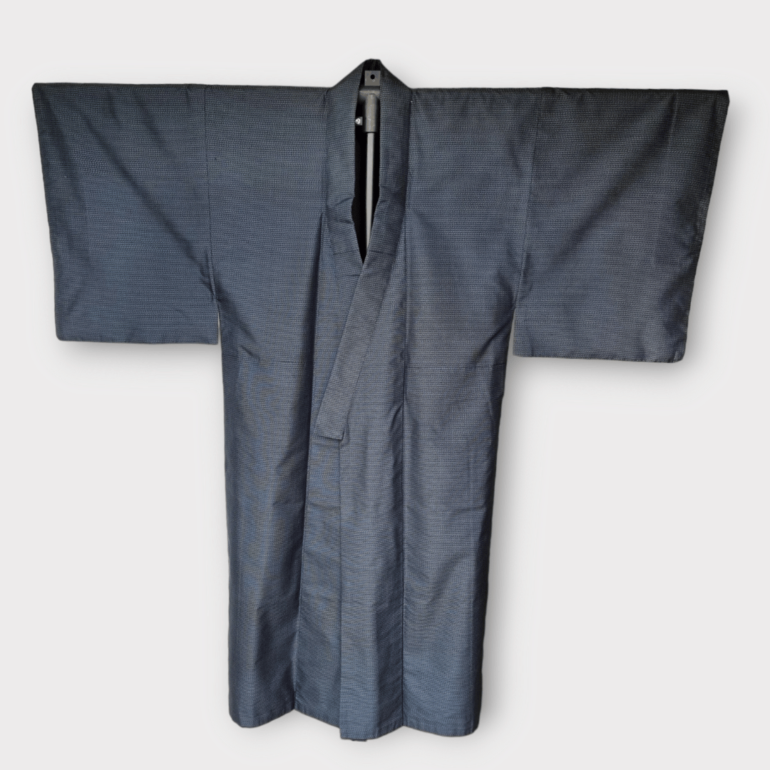 Vintage Oshima Tsumugi Kimono Herren dunkelblau 
