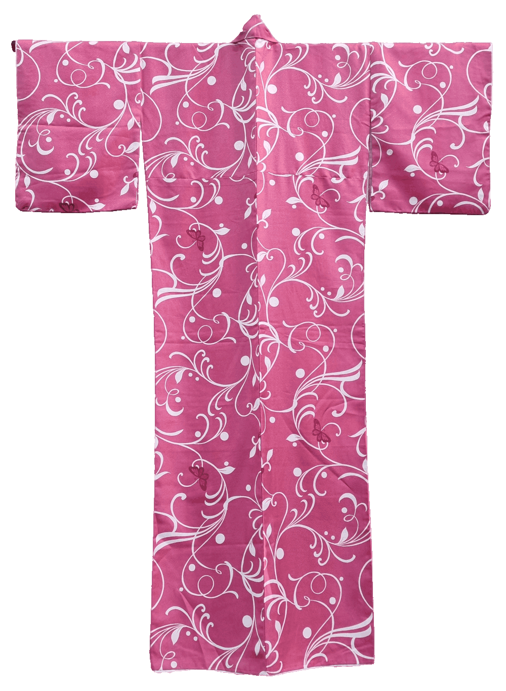 Damen Komon Kimono pink mit Schmetterlingen Rückseite