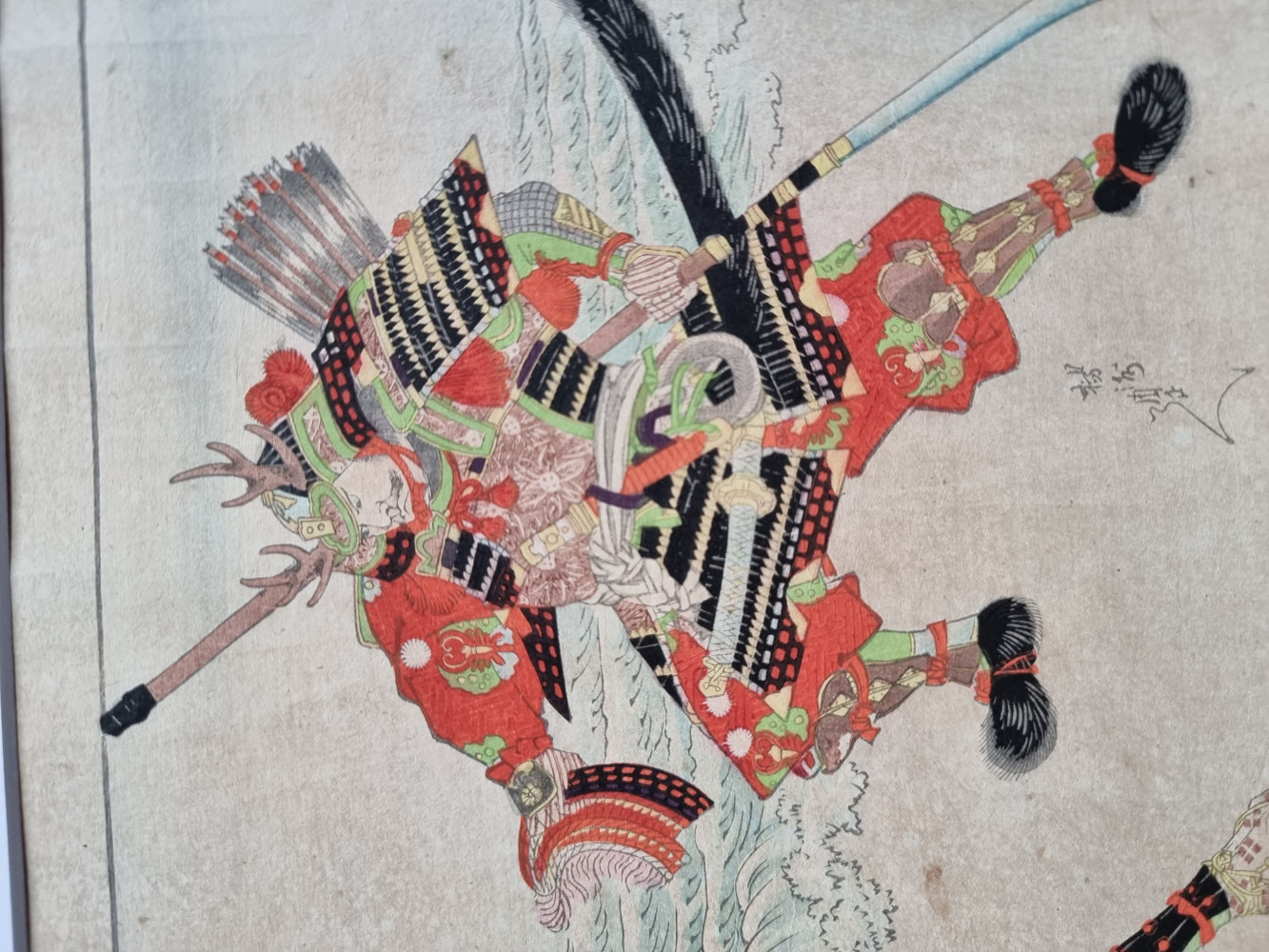 Ukiyo e Yoshu Chikanobu - Samurai - Letzte Schlacht am Ufer
